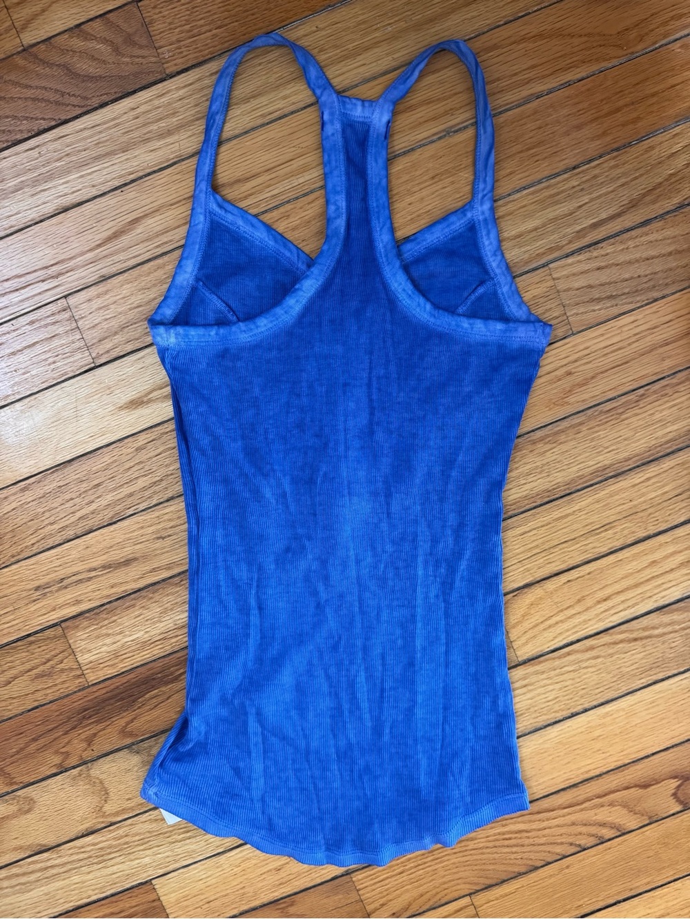 GUESS Electric Blue Ribbed Racerback Tank with Button Placket - Picture 4 of 4